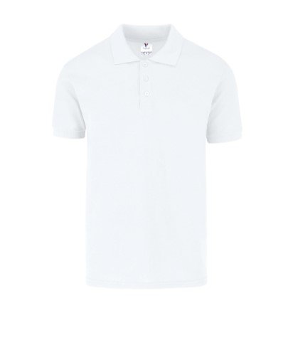PLAYERA  BLANCA TIPO POLO TEJIDO PIQUE 50/50